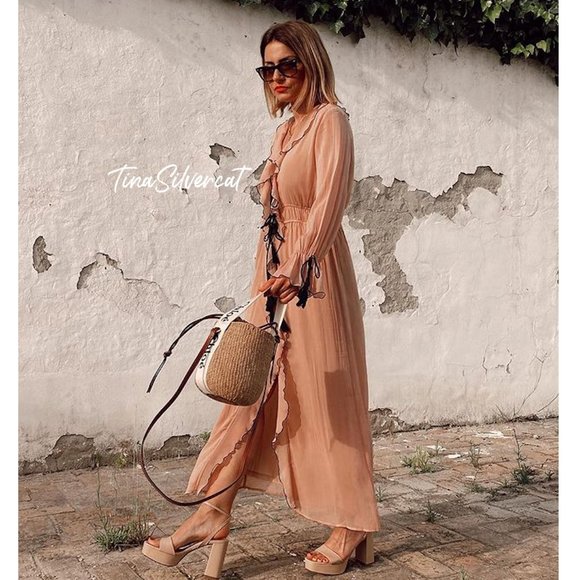 BLOGGER'S FAVE! Zara Ruffled Dress With Bows Sz S, M NWT - Picture 16 of 16